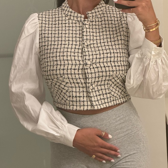 Zara houndstooth poplin top - Picture 3 of 7